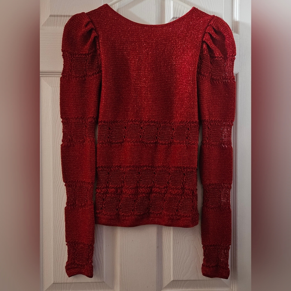 Ronny Kobo Lightweight Metallic Knit Sweater